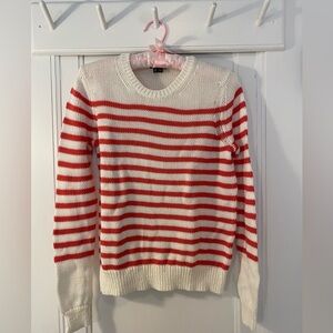 Theory Red Stripe Long Sleeve Cotton Sweater Size Medium